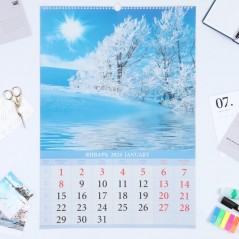 Календарь перекидной на ригеле Каленарт "Времена года" 2024 год, А2, 600x420 мм.