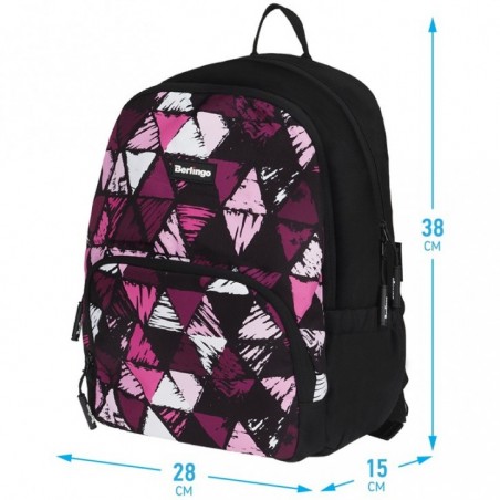 Рюкзак Berlingo Light "Black triangles" 39,5*28*16см, 2 отделения, 3 кармана, уплотненная спинка