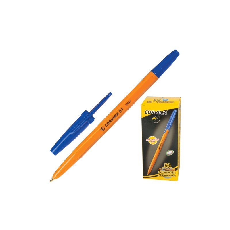 Ручка шарик. CORVINA 51 оранж. Корпус 1,00 мм синяя
