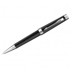 Ручка шариковая PARKER "Premier Laquer Deep Black ST" синяя, 1,0мм, поворотный механизм, подар.уп
