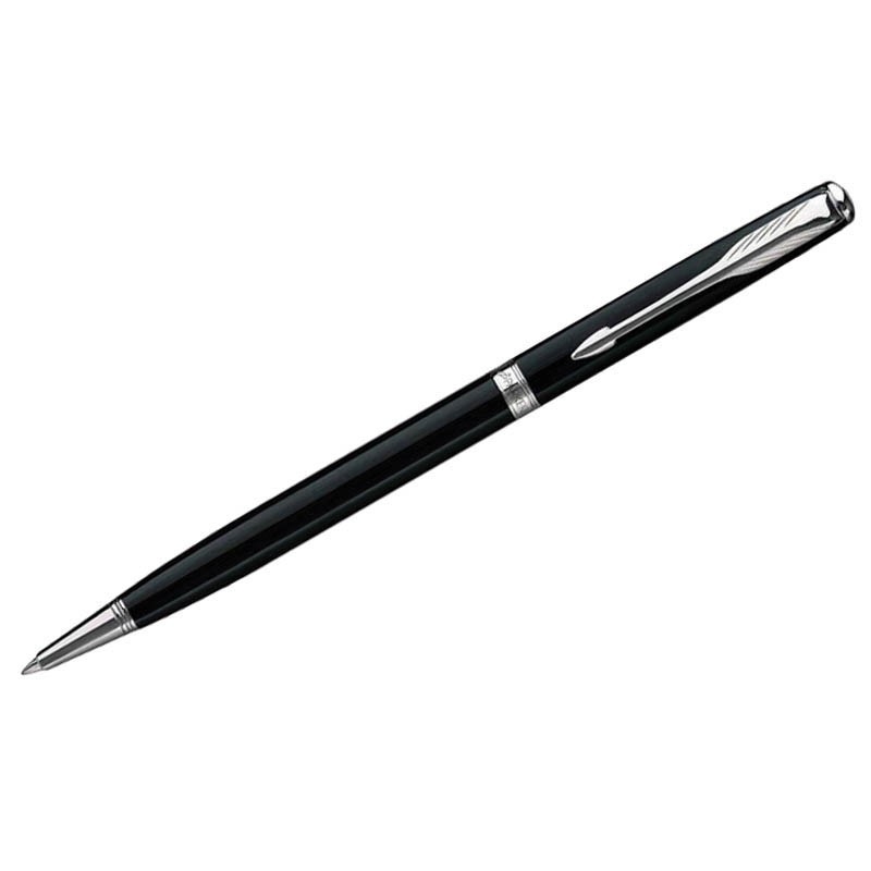 Ручка шариковая "Sonnet Black Lacquer CT Slim", черная, 1,0мм, поворотный механизм, подар.уп.