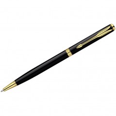 Ручка шариковая "Sonnet Black Lacquer GT Slim", черная, 1,0мм, поворотный механизм, подар.уп.