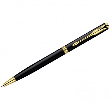 Ручка шариковая "Sonnet Black Lacquer GT Slim", черная, 1,0мм, поворотный механизм, подар.уп.