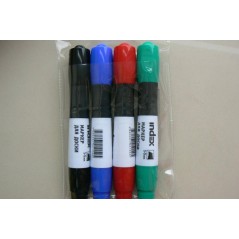 Набор маркеров для доски INDEX, 1-5 мм, (зел., крас., син., черн.), клиновидный нак., грип, (4 шт. в уп.), пвх, пенал с европод.