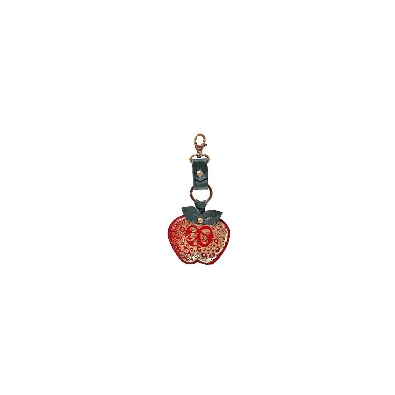 Брелок для ключей «Наливное яблоко» Макей из натуральной кожи с художественной росписью