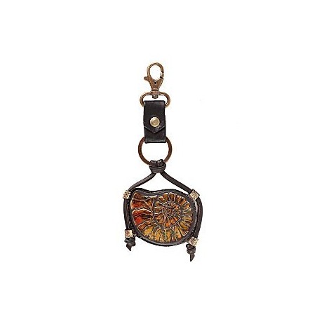Брелок для ключей «Ракушка» Макей из натуральной кожи с художественной росписью