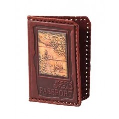 Обложка для паспорта «Престиж» Макей из натуральной кожи с художественной вставкой