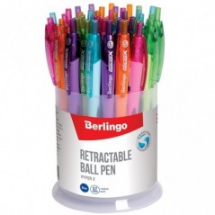 Ручка шариковая автоматическая Berlingo "Hyper X" синяя, 0,7мм, игольчатый стержень, корпус ассорти