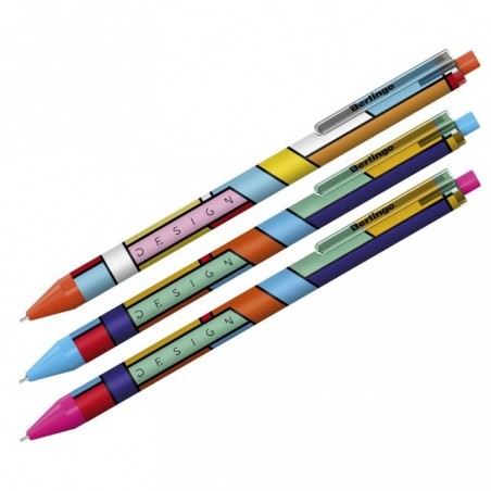 Ручка шариковая автоматическая Berlingo "Color Block" синяя, 0,7мм, рисунок на корпусе, ассорти