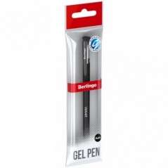 Ручка гелевая Berlingo "Velvet" черная, 0,5мм, прорезиненный корпус, пакет с европодвесом
