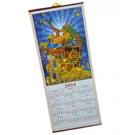 Бамбуковый (жалюзи) настенный календарь 2024 год "Символ года - Дракон" N 5.  Размер 32х75 см