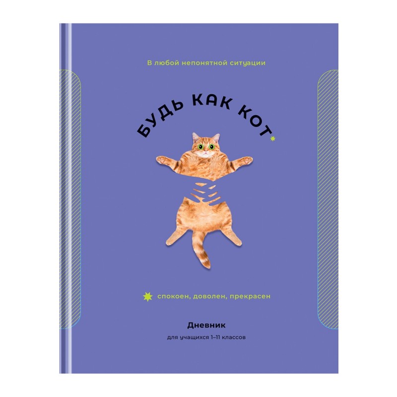 Дневник 1-11 кл. 40л. (твердый) BG "Будь как кот", матовая ламинация, выб. лак