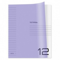 Тетрадь 12л., линия BG "UniTone. Neon", пластиковая обложка, неон сиреневый