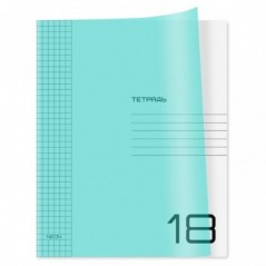 Тетрадь 18л., клетка BG "UniTone. Neon", пластиковая обложка, неон голубой