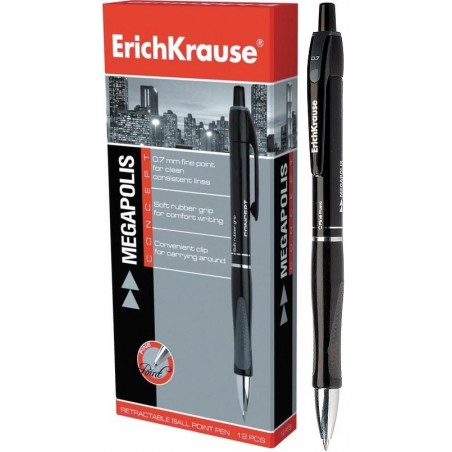 Ручка шариковая Erich Krause Megapolis Concept 0.7 мм. Черная.