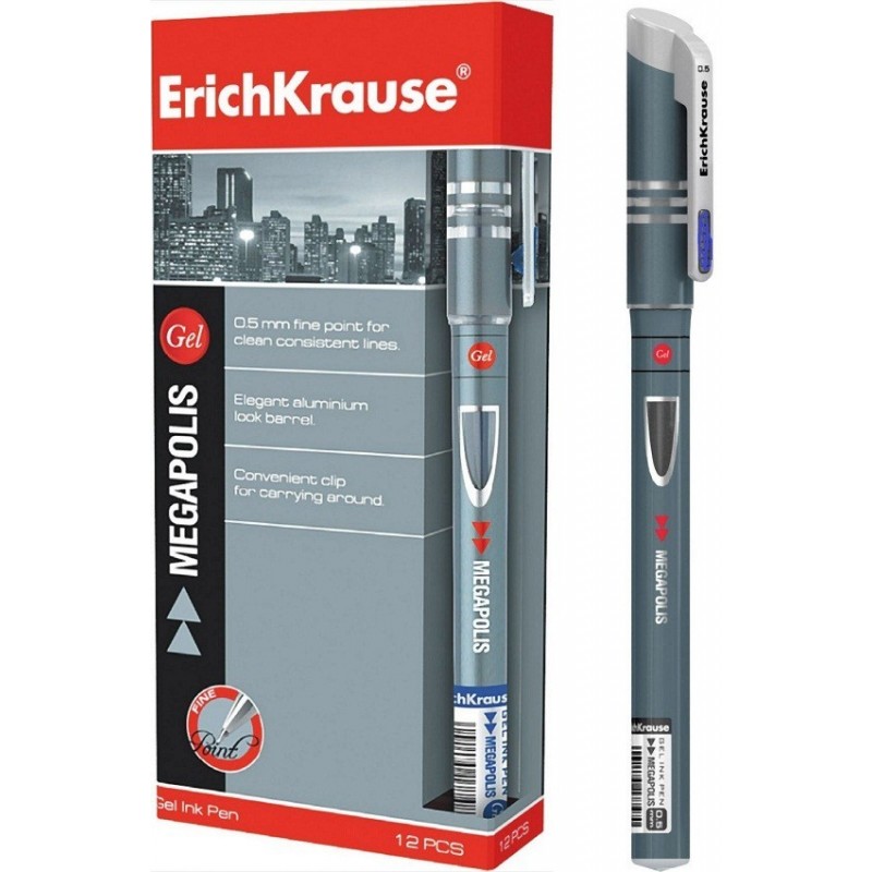 Ручка гелевая Erich Krause Megapolis gel, 0,5 мм, синяя