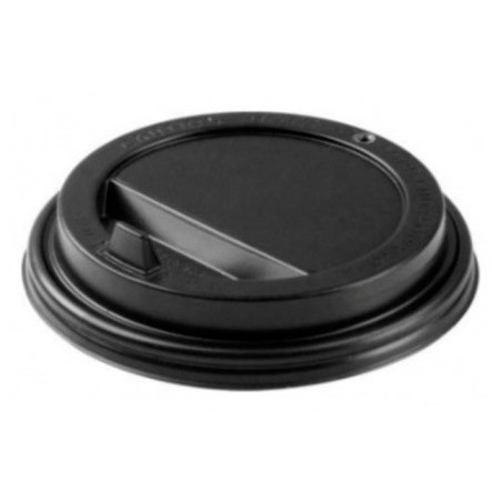 Крышка черная закрытая с питейником, d-80 мм. для бумажного стакана.