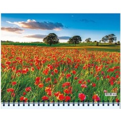 Календарь квартальный, настенный, трехблочный на 2024 год, "Полевые цветы - Маки", 29.5х73 см