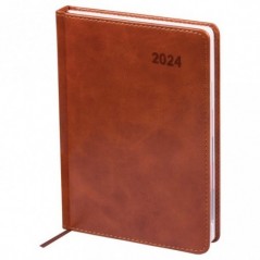 Ежедневник датированный 2024г. с вырубкой, A5, 176л., кожзам, OfficeSpace "Vesper Index", коричневый
