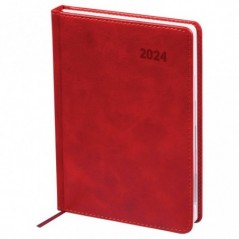Ежедневник датированный 2024г. с вырубкой, A5, 176л., кожзам, OfficeSpace "Vesper Index", бордовый