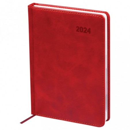 Ежедневник датированный 2024г. с вырубкой, A5, 176л., кожзам, OfficeSpace "Vesper Index", бордовый
