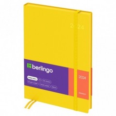 Ежедневник датированный 2024г., A5, 184л., кожзам, Berlingo "Western", желтый, с резинкой