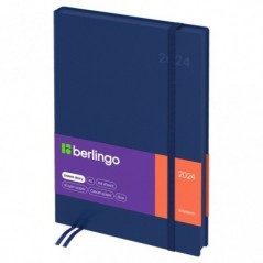 Ежедневник датированный 2024г., A5, 184л., кожзам, Berlingo "Western", синий, с резинкой