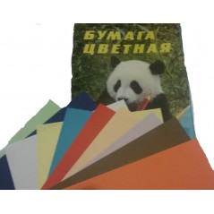 Бумага 10 цветов двухсторонняя, А-4 "Панда". Для оригами.