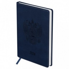 Ежедневник датированный 2024, A4, 176л., кожзам, OfficeSpace "Eagle", синий