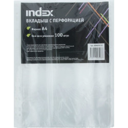 Папка-файл вкладыш с перфорацией Index, А-4, 35 мкр, 100 шт.