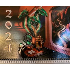 Календарь квартальный, настенный, трехблочный на 2024 год, "Символ года - Дракон трехглавый", 29.5х73 см, тиснение фольгой