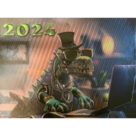 Календарь квартальный, настенный, трехблочный на 2024 год, "Символ года - Дракон в очках", 29.5х73 см, тиснение фольгой