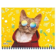 Календарь квартальный, настенный, трехблочный на 2024 год, "Кот в очках", 29.5х73 см, арт. КТ-24-193