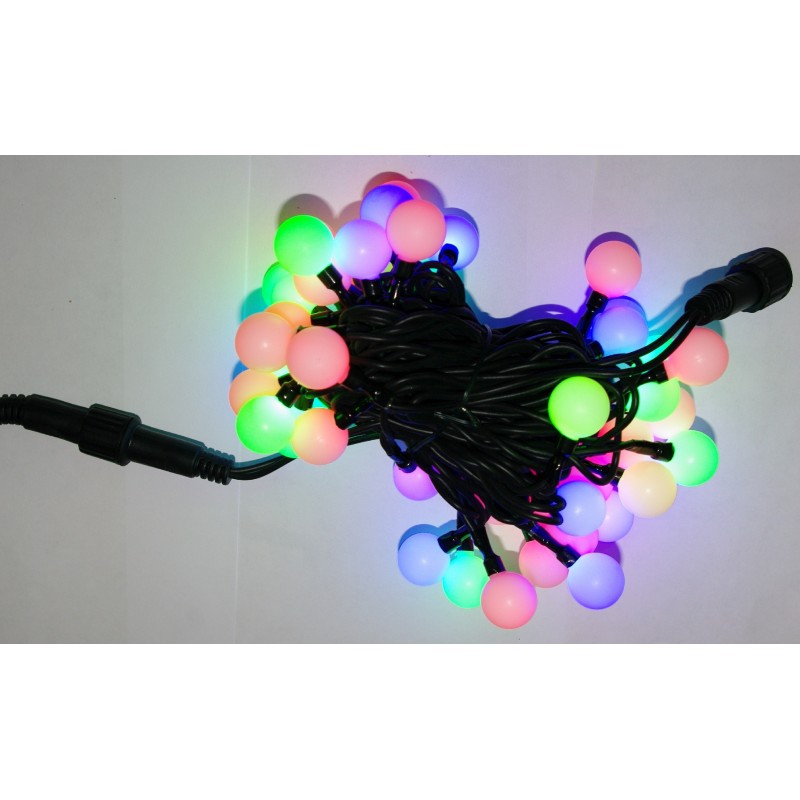 Электрогирлянда уличная (влагозащитная) LED 52 лампы цветные, 8 метров, белые шарики