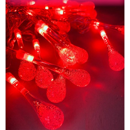 Электрогирлянда интерьерная Капельки Светодиодная, 10 м, питание от сети 220В, цвет свечения красный