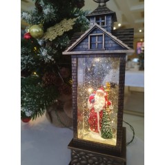 Новогодний фонарь Дед мороз с елкой с подсветкой музыкальный