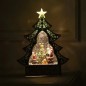Новогодний фонарь светодиодный  Ёлка с Дедом Морозом 23х29х9.5 см, музыкальный, пластик, свечение тёплое белое