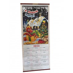 Календарь бамбуковый (жалюзи) настенный с символом 2024 года драконом №7.  Размер 32х76 см