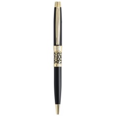 Подарочная шариковая ручка MANZONI VENEZIA, черно-золотой, матовая, футляр кожзам