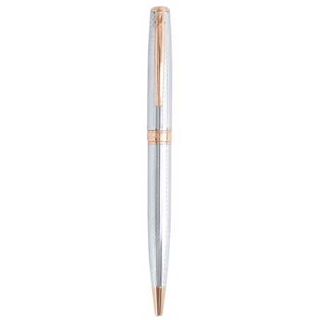 Ручка подарочная шариковая MANZONI TORINO, цвет серебристый/розовое золото, футляр кожзам