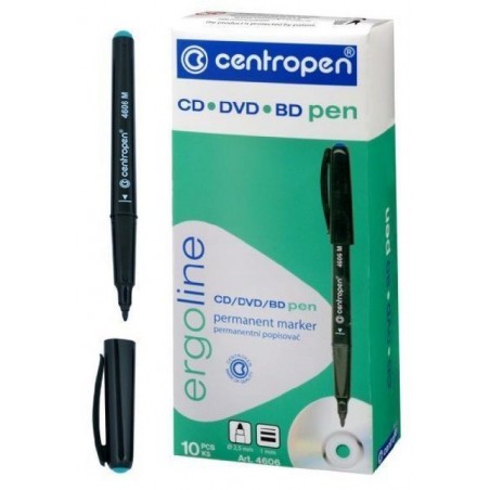 Маркер черный тонкий для  cd,dvd, bd pen. Centropen 1мм. ergo line 4606