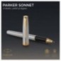 Ручка-роллер Parker "Sonnet Stainless Steel GT" черная, 0,8мм, подарочная упаковка