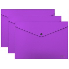 Папка конверт на кнопке А4 фиолетовый цвет Erich Krause 160 мкм