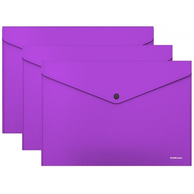 Папка конверт на кнопке А4 фиолетовый цвет Erich Krause 160 мкм