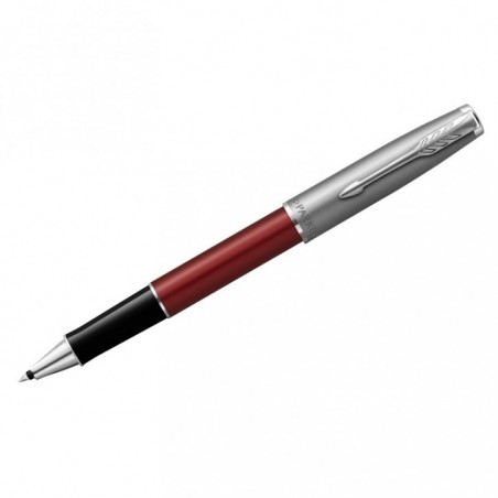 Ручка-роллер Parker "Sonnet Sand Blasted Metal and Red Lacquer" черная, 0,8мм, подарочная упаковка