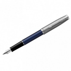 Ручка перьевая Parker "Sonnet Sand Blasted Metal and Blue Lacquer" черная, 0,8мм, подарочная упаковка