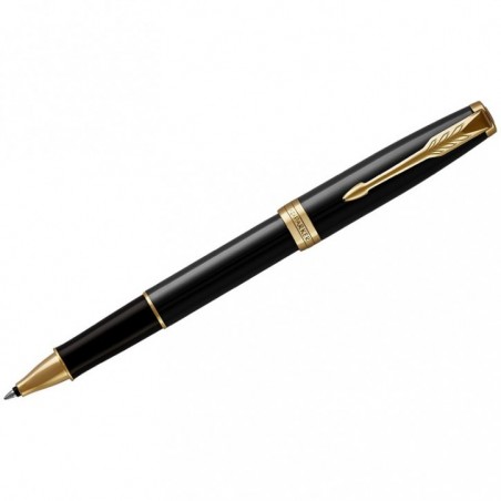Ручка-роллер Parker "Sonnet Black Lacquer GT" черная, 0,8мм, подарочная упаковка