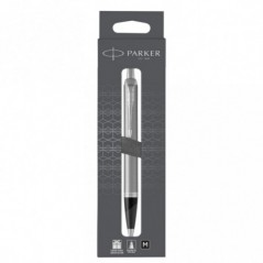 Ручка шариковая Parker "IM Stainless Steel CT" черная, 1,0мм, кнопочн., подарочная упаковка с европодвесом