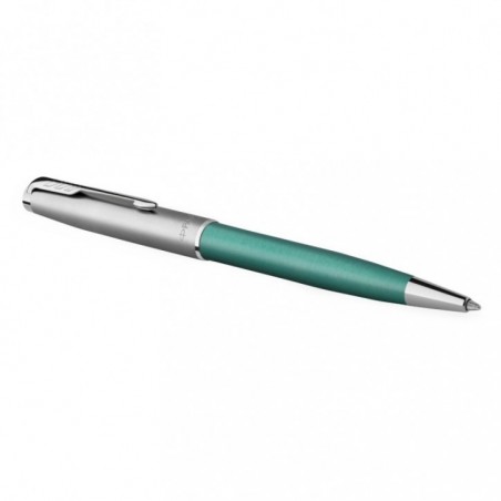 Ручка шариковая Parker "Sonnet Sand Blasted Metal and Green Lacquer" черная, 1,0мм, поворот., подарочная упаковка