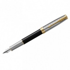 Ручка перьевая Parker "Sonnet Premium Metal and Black GT" черная, 0,8мм, подарочная упаковка